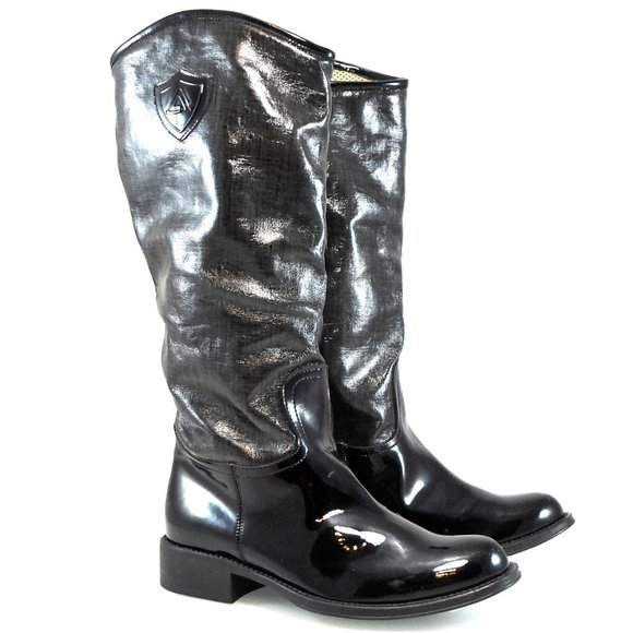 NEW$685 Aquatalia Waterproof Patent Leather Rain Tall Riding Pull-On Boots 6 - Picture 3 of 14